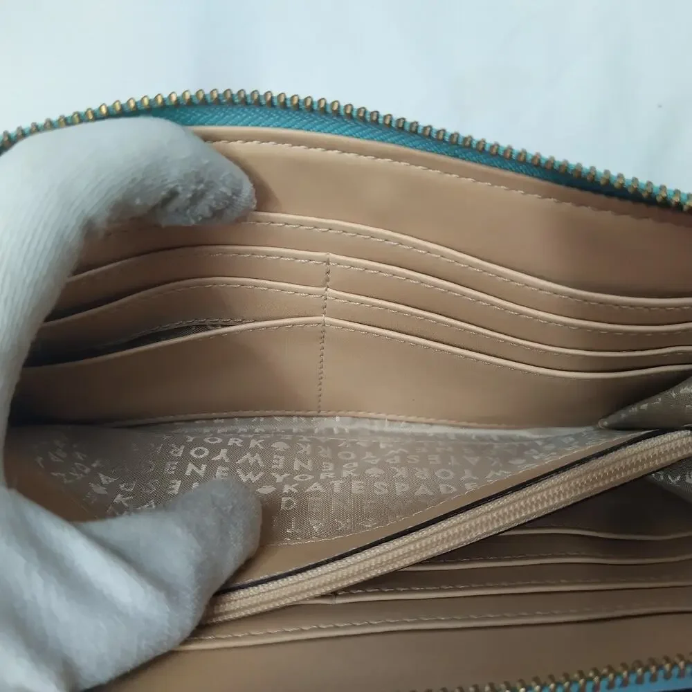 Kate Spade New York Blue Leather Credit Card Zipper Closure Wristlet - Wallet
